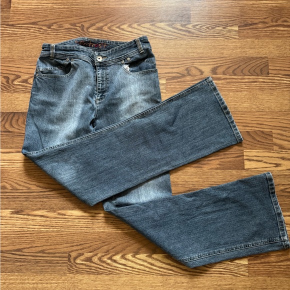 Contrast Blue Denim Bootcut Jeans - Picture 3 of 5